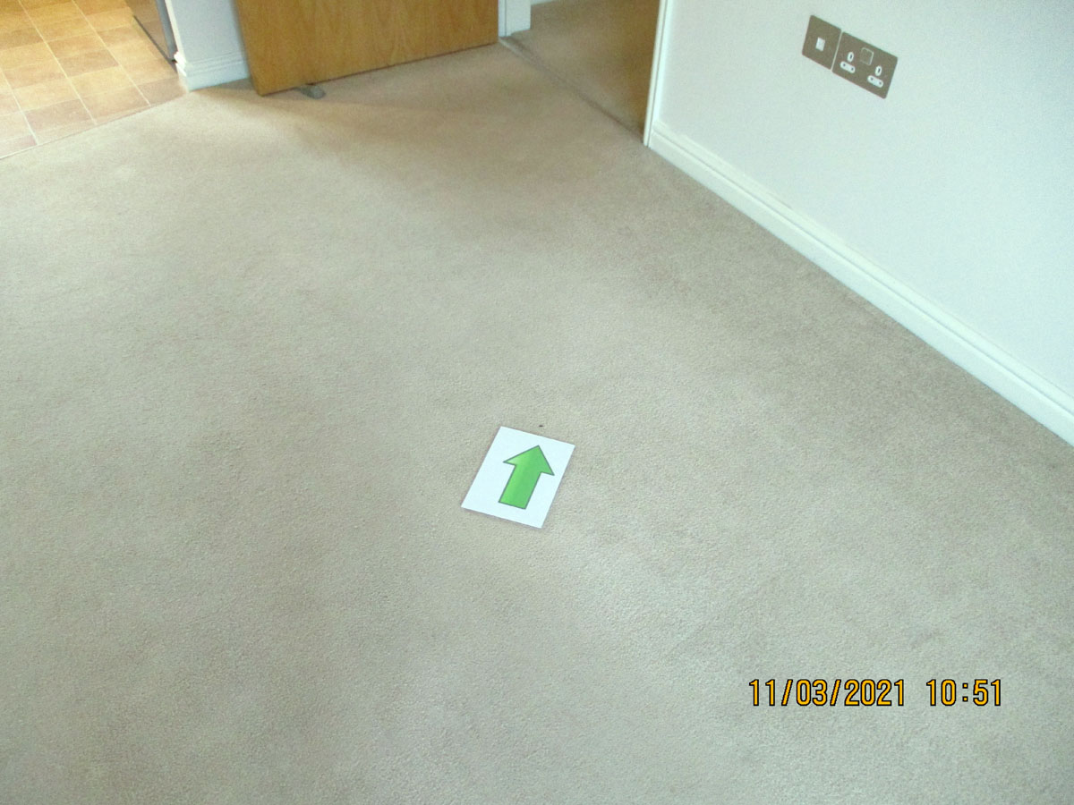 Carpet damage marker shows location